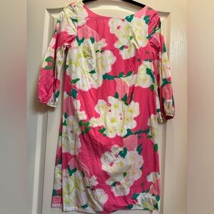 EUC Size 8 Lilly Pulitzer Pink Floral Balloon Sleeve Dress